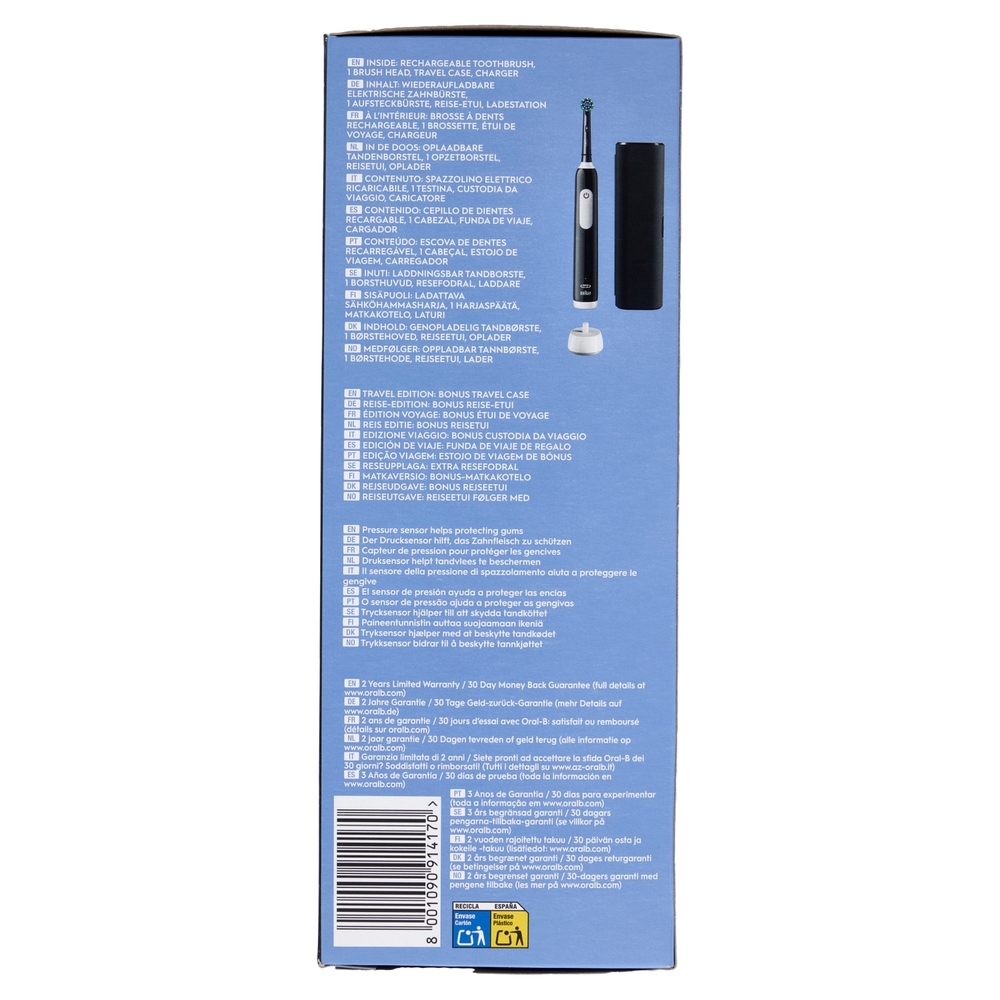 Oral-B Spazzolino Elettrico Denti Ricaricabile Pro Series 1 Black Travel Edition